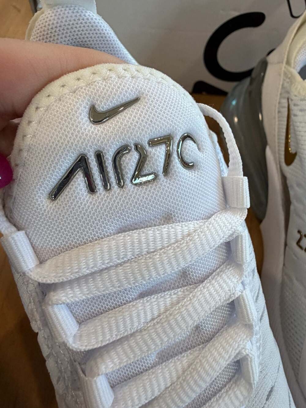 Nike Air Max 270 ESS White Metallic Gold Women's Sneakers DM3080-100 - Picture 4 of 10